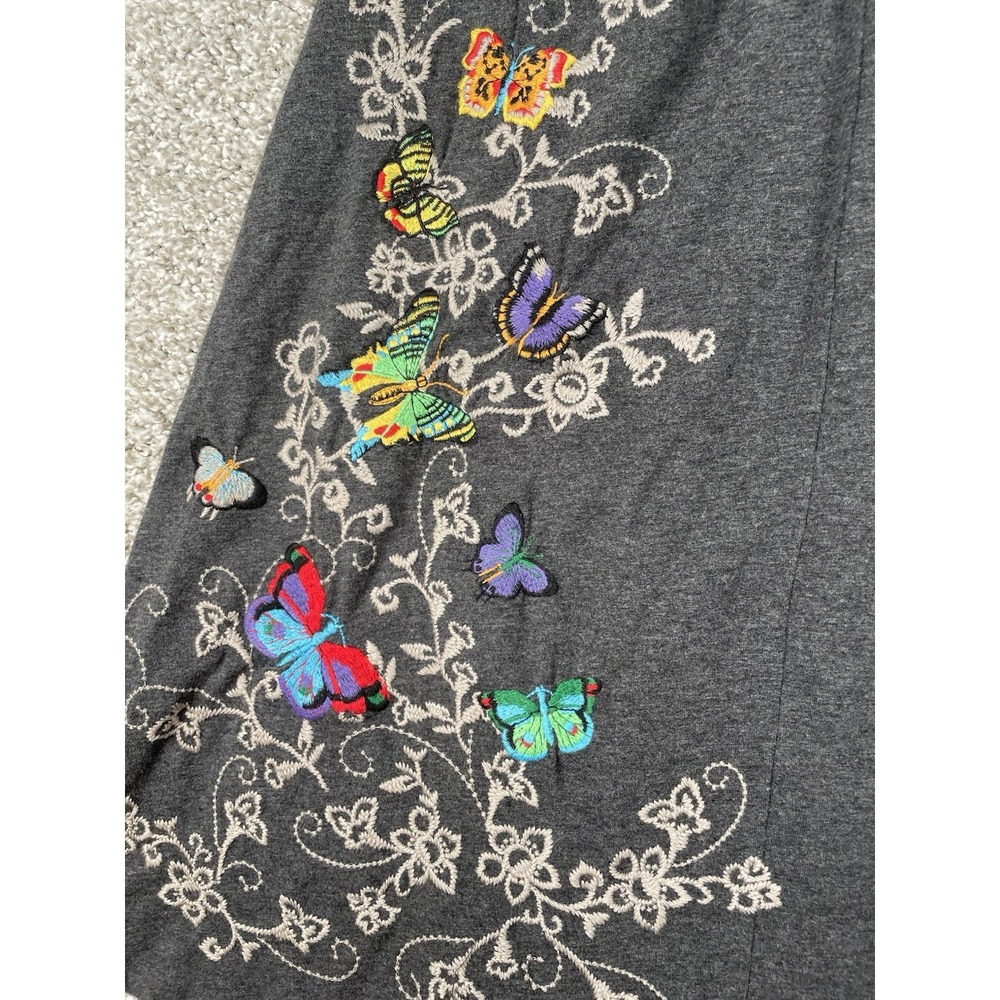 Johnny Was Dress Womens Sz XS Gray Boho Twist Front Embroidered Butterfly Casual - Picture 2 of 8